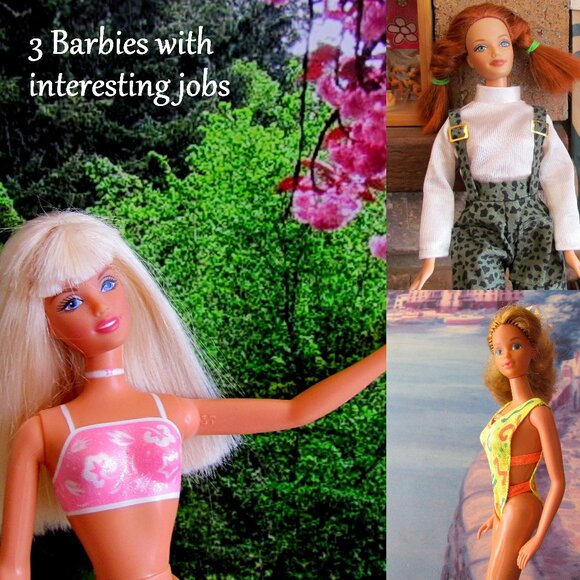 3 BARBIE DOLLS with SECOND JOBS - SEE WHAT'S INCLUDED: DOLLS + CLOTHES & SHOES - Picture 1 of 14